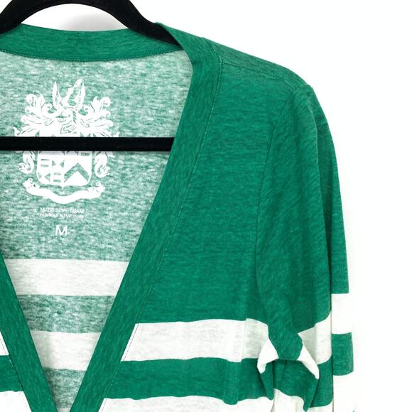 Harry Potter Slytherin Green White Striped V-Neck Cardigan Sweater Sz M NEW - Picture 3 of 6